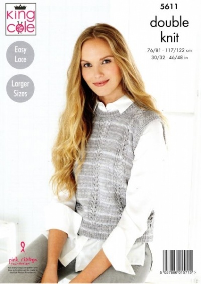 Knitting Pattern - King Cole 5611 - Island Beaches DK - Ladies Waistcoat & Slipover